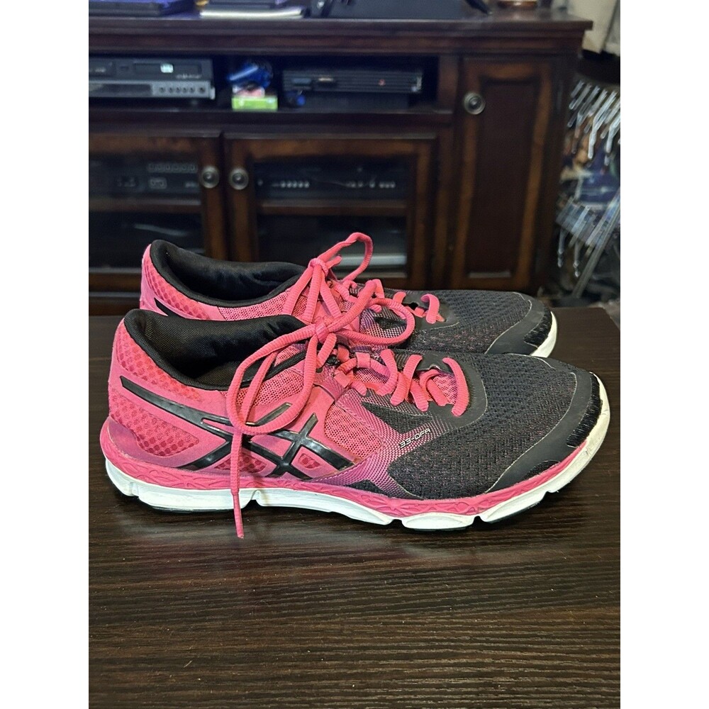 Asics 33-DFA Womens Running Shoes Pink Black T582N Size 9 Sneakers Shoes